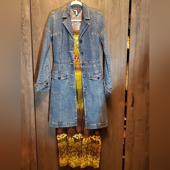 Tommy Hilfiger Denim Jean Jacket Boho Denim Trench vintage size s Rare Find y2k - Picture 16 of 16